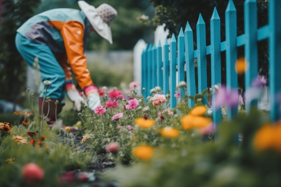 Persona realizando mantenimiento de jardín